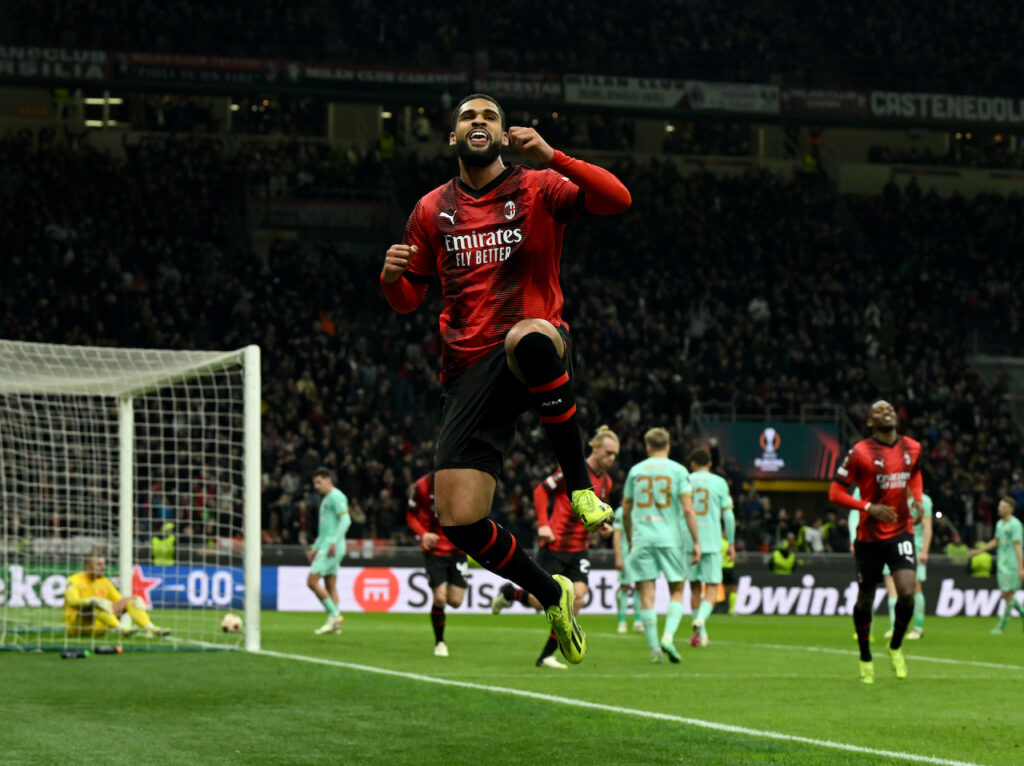 esultanza gol Ruben Loftus-Cheek AC Milan Milan-Slavia Praga 4-2 Europa League 2023-2024