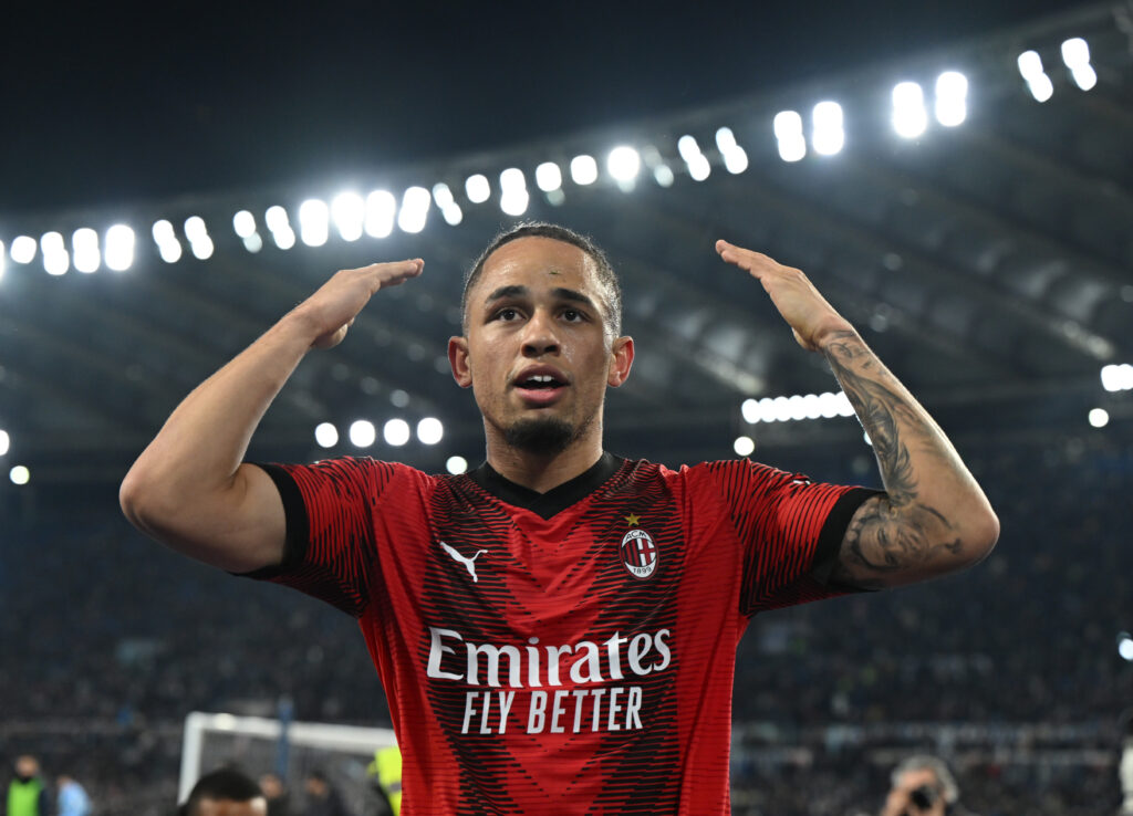 esultanza gol Noah Okafor AC Milan Lazio-Milan 0-1 Serie A 2023-2024