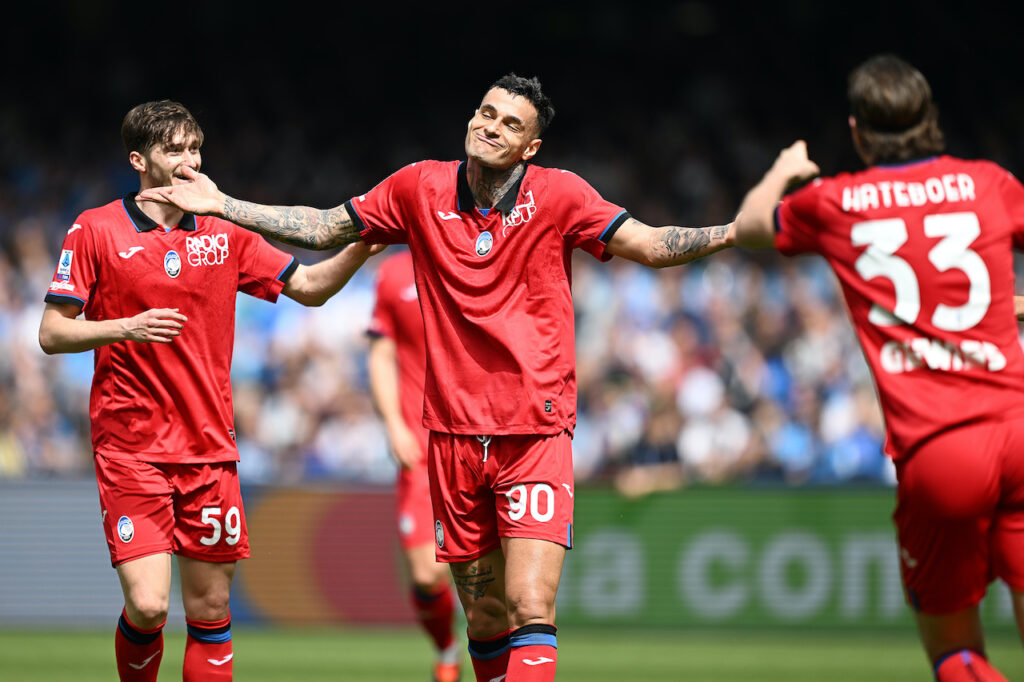 esultanza gol Gianluca Scamacca Napoli-Atalanta 0-3 Serie A 2023-2024