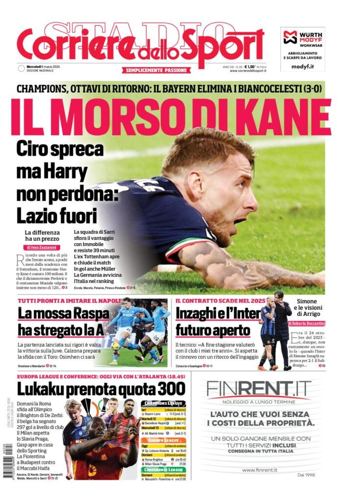 Prima pagina Corriere dello Sport