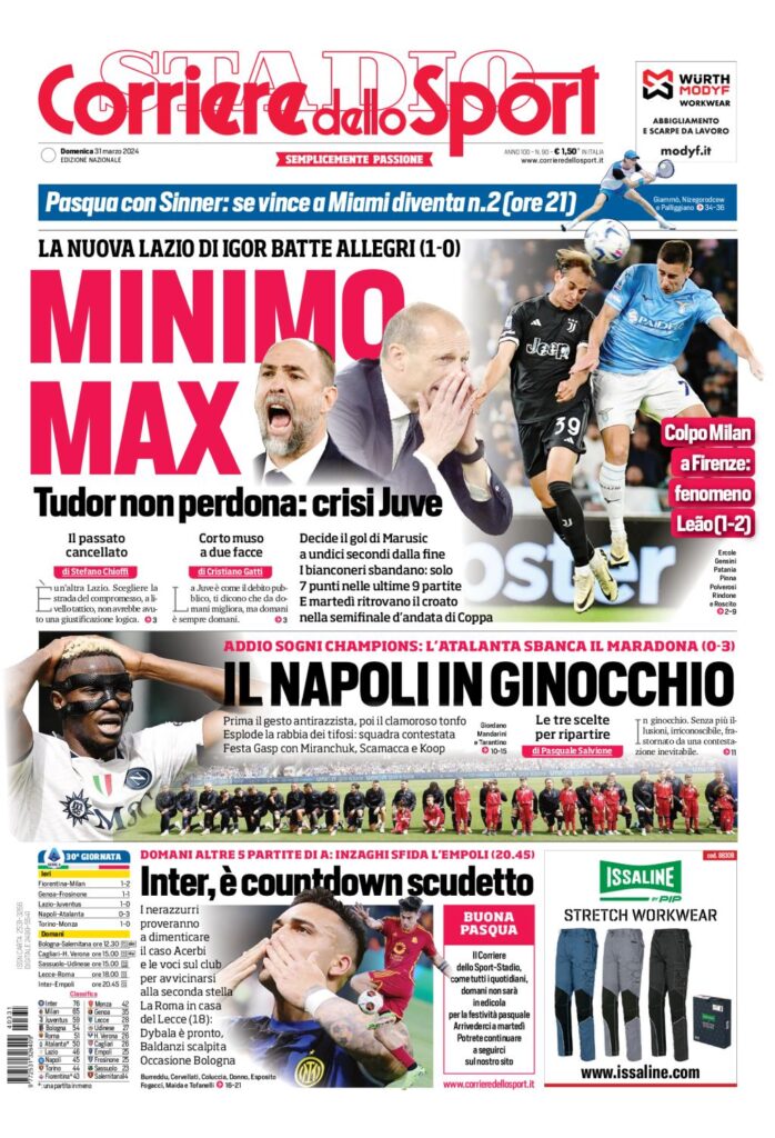 Prima Pagina Corriere dello Sport 31 marzo