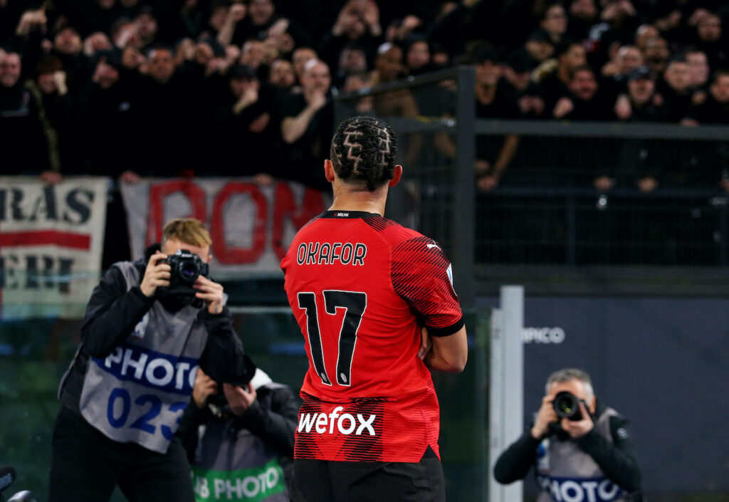 esultanza gol Noah Okafor AC Milan Lazio-Milan 0-1 Serie A 2023-2024