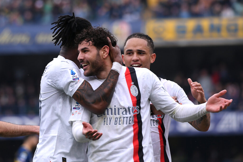 esultanza gol Theo Hernández AC Milan Verona-Milan 1-3 Serie A 2023-2024