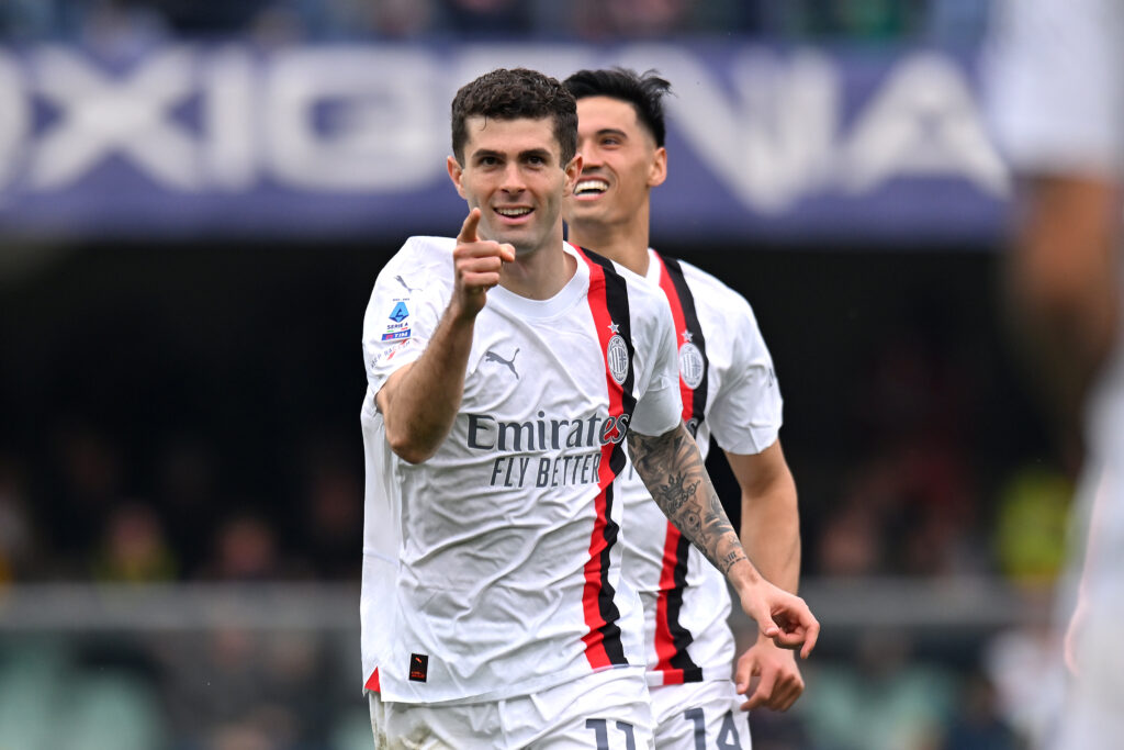 esultanza gol Christian Pulisic AC Milan Verona-Milan 1-3 Serie A 2023-2024