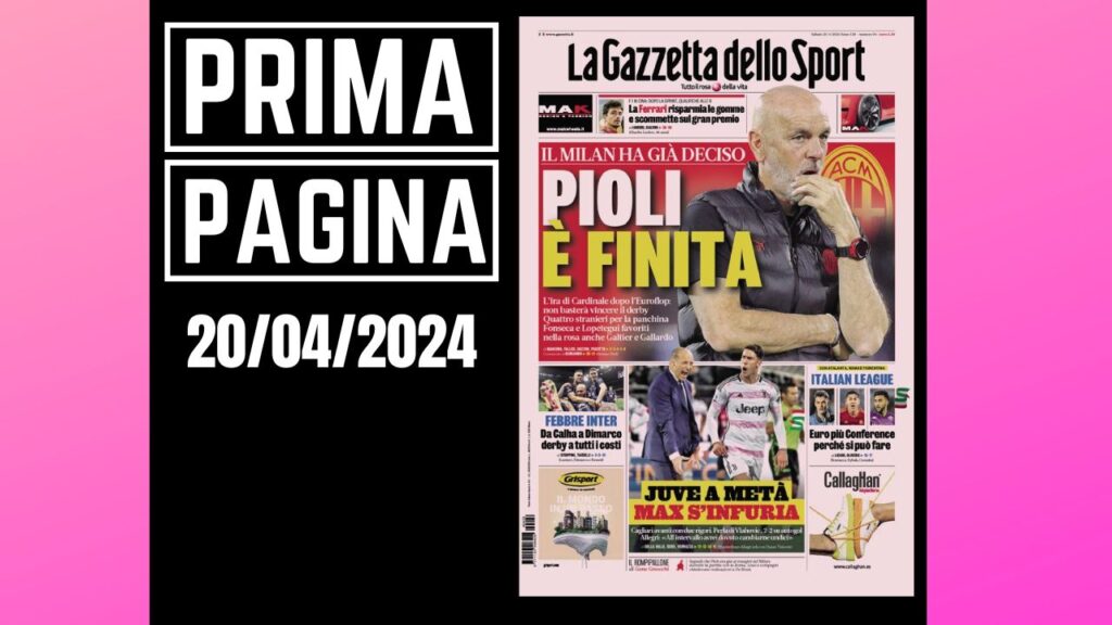 Prima Pagina Gazzetta dello Sport 20 aprile