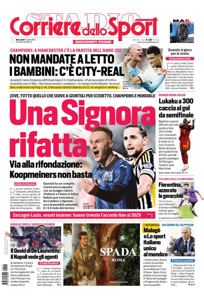 Prima Pagina Corriere dello Sport 17 aprile
