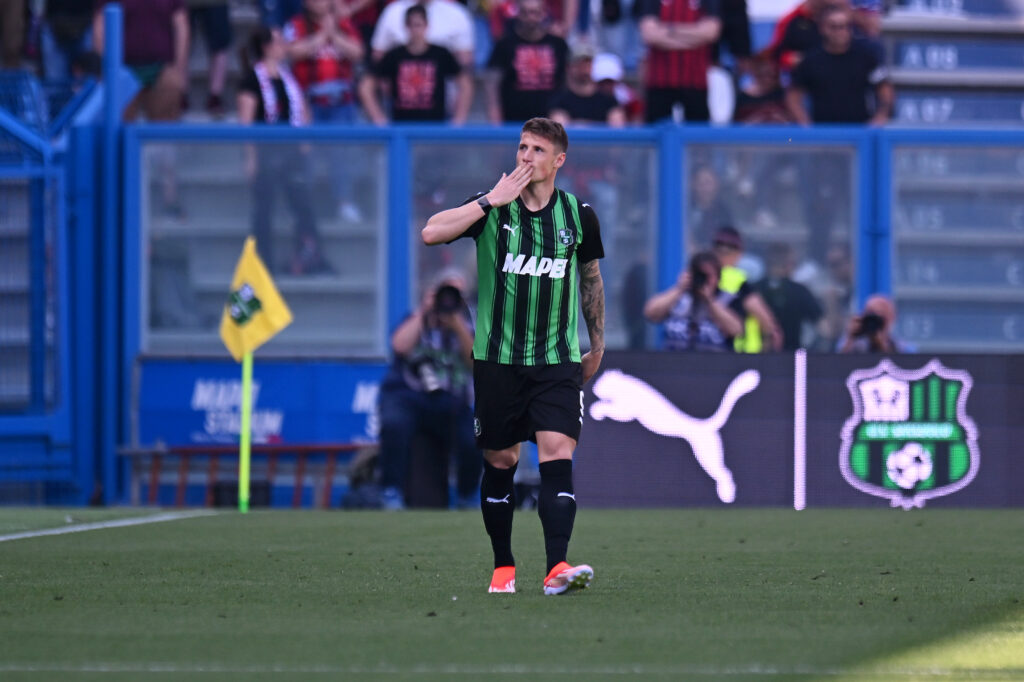 esultanza gol Andrea Pinamonti Sassuolo-Milan 3-3 Serie A 2023-2024
