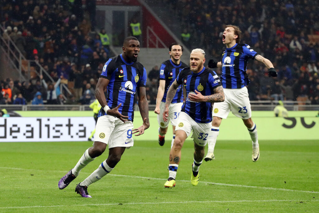 esultanza gol Marcus Thuram derby Milan-Inter 1-2 Serie A 2023-2024