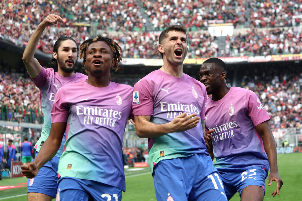 esultanza gol Christian Pulisic AC Milan Milan-Lecce 3-0 Serie A 2023-2024