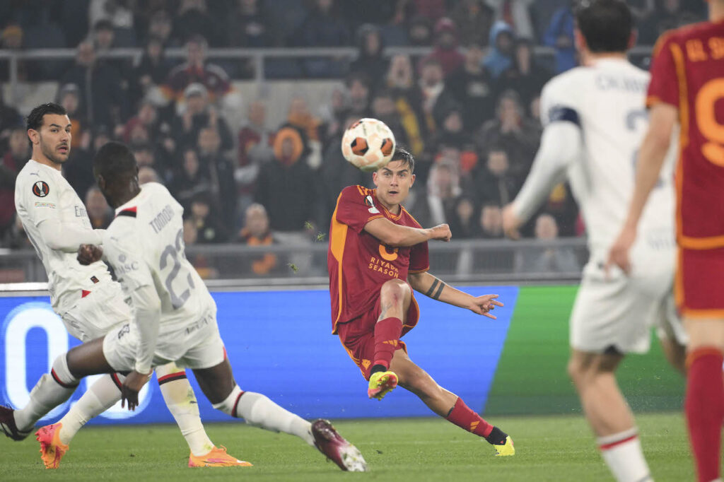 gol Paulo Dybala AS Roma Roma-Milan 2-1 Europa League 2023-2024