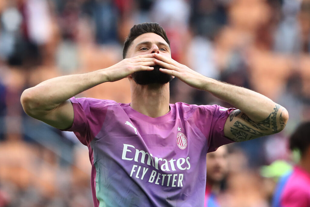 esultanza gol Olivier Giroud AC Milan Milan-Lecce 3-0 Serie A 2023-2024