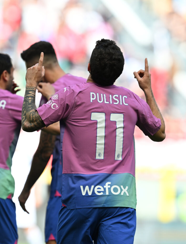 esultanza gol Christian Pulisic AC Milan Milan-Lecce 3-0 Serie A 2023-2024