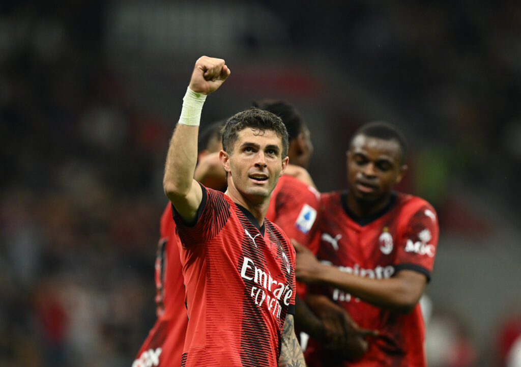 esultanza gol Christian Pulisic AC Milan Milan-Cagliari 5-1 Serie A 2023-2024