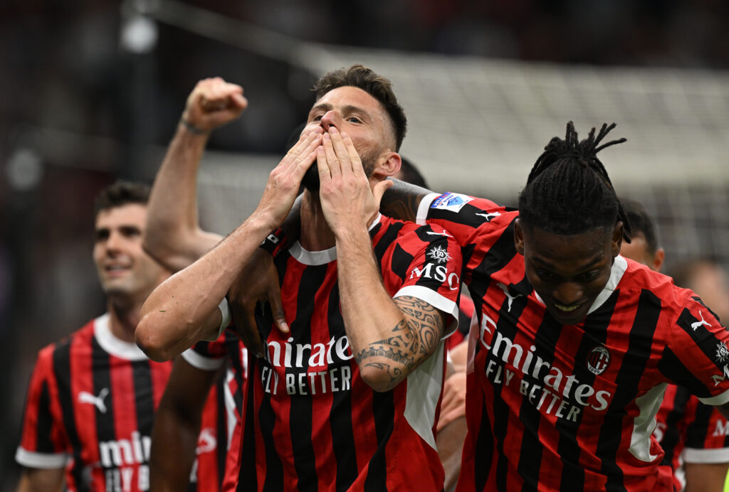 esultanza gol Olivier Giroud AC Milan Milan-Salernitana 3-3 Serie A 2023-2024