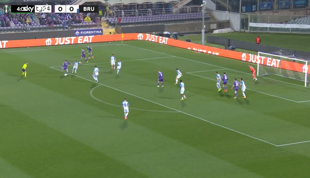 Conference League, Fiorentina-Bruges 3-2: gol e highlights | VIDEO (screen gazzetta.it)
