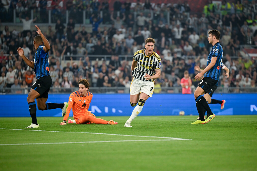 esultanza gol Dusan Vlahovic finale Coppa Italia 2023-2024 Dusan Vlahovic