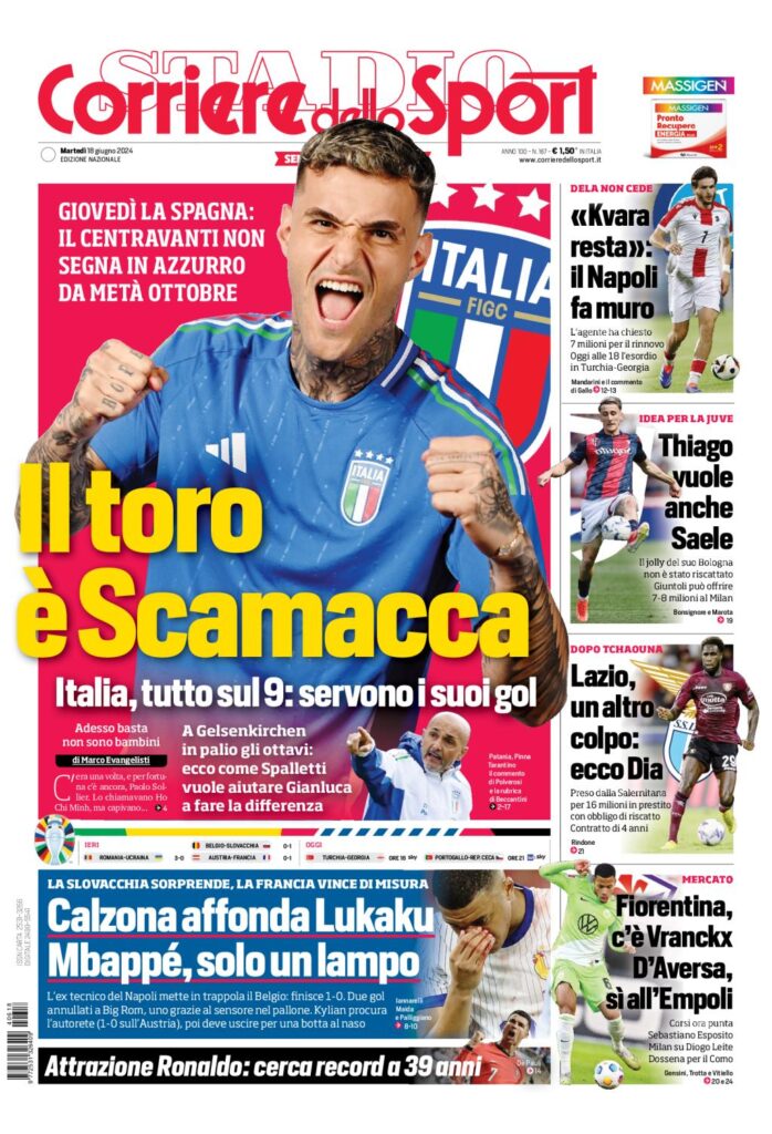 Prima Pagina Corriere dello Sport 18 giugno