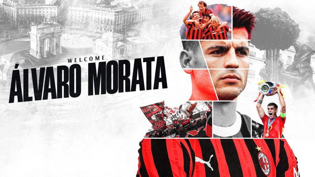 Alvaro Morata, nuovo attaccante del Milan (credits: acmilan.com)