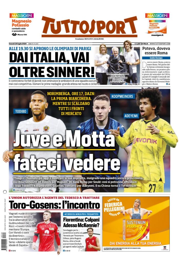 Prima Pagina Tuttosport 26 luglio