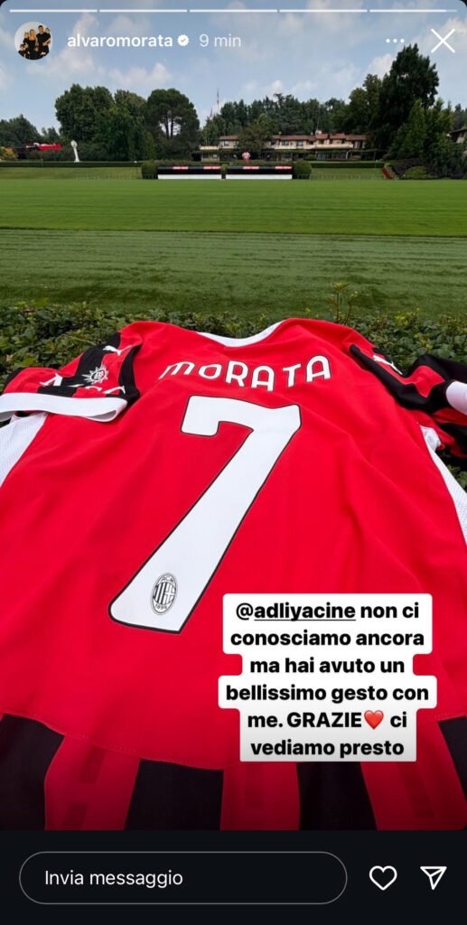 Alvaro Morata Instagram screenshot - AC Milan Player