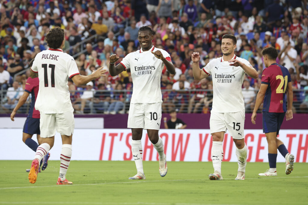 esultanza gol Pulisic AC Milan amichevole Barcellona-Milan 5-6 dcr Soccer Champions Tour 2024 USA