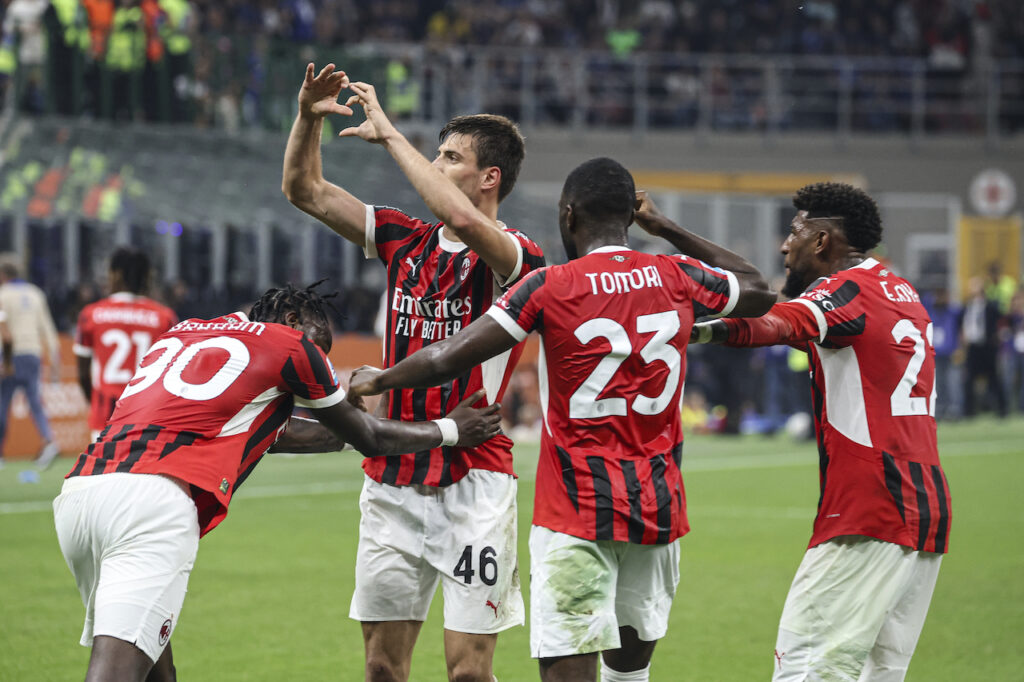 esultanza gol Matteo Gabbia AC Milan derby Inter-Milan 1-2 Serie A 2024-2025