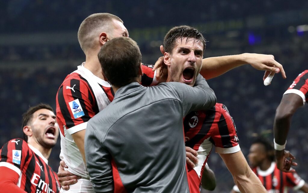 esultanza gol Matteo Gabbia AC Milan derby Inter-Milan 1-2 Serie A 2024-2025
