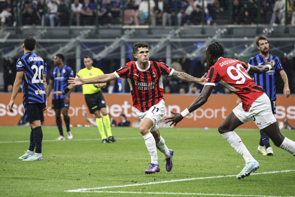 esultanza gol Christian Pulisic AC Milan derby Inter-Milan 1-2 Serie A 2024-2025