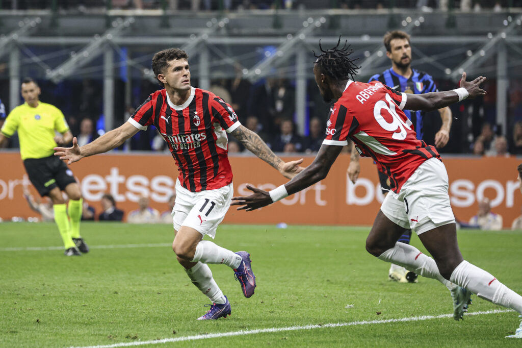 esultanza gol Christian Pulisic AC Milan derby Inter-Milan 1-2 Serie A 2024-2025