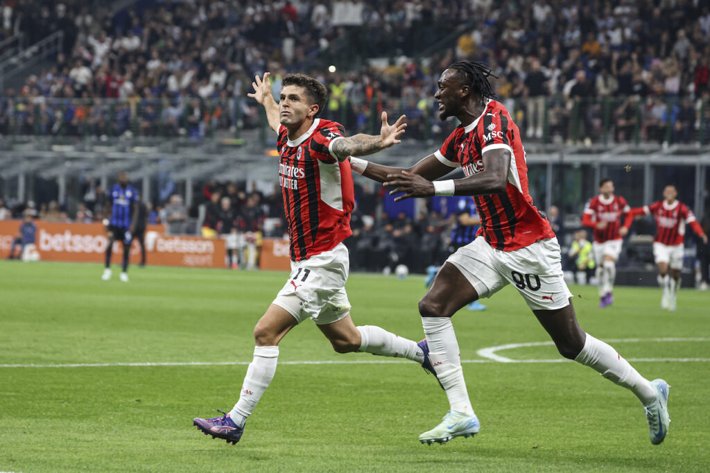 esultanza gol Christian Pulisic AC Milan derby Inter-Milan 1-2 Serie A 2024-2025