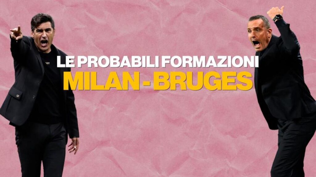 Probabili formazioni Milan-Bruges Champions League 2024-2025