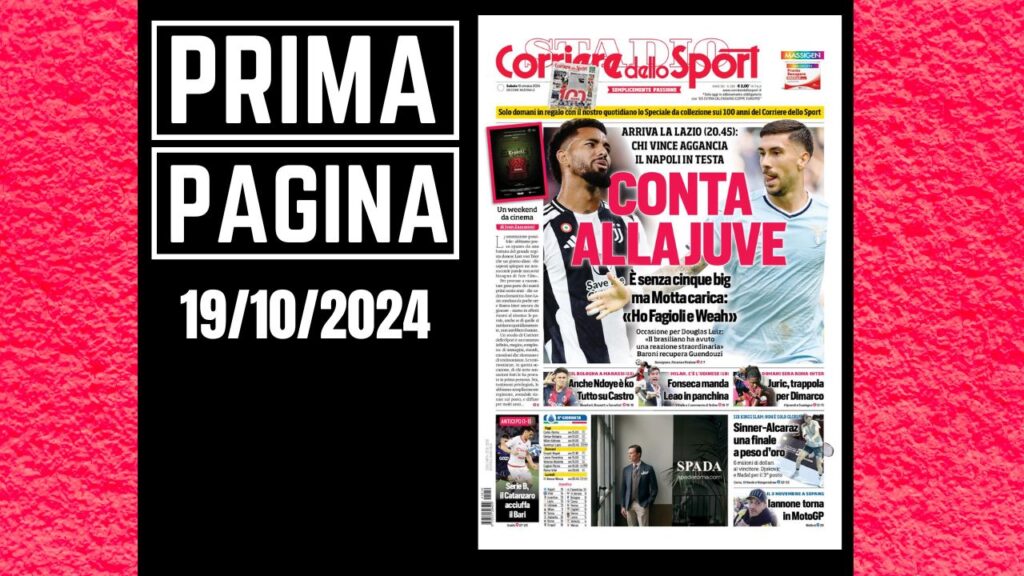 Prima Pagina Corriere dello Sport 19 ottobre