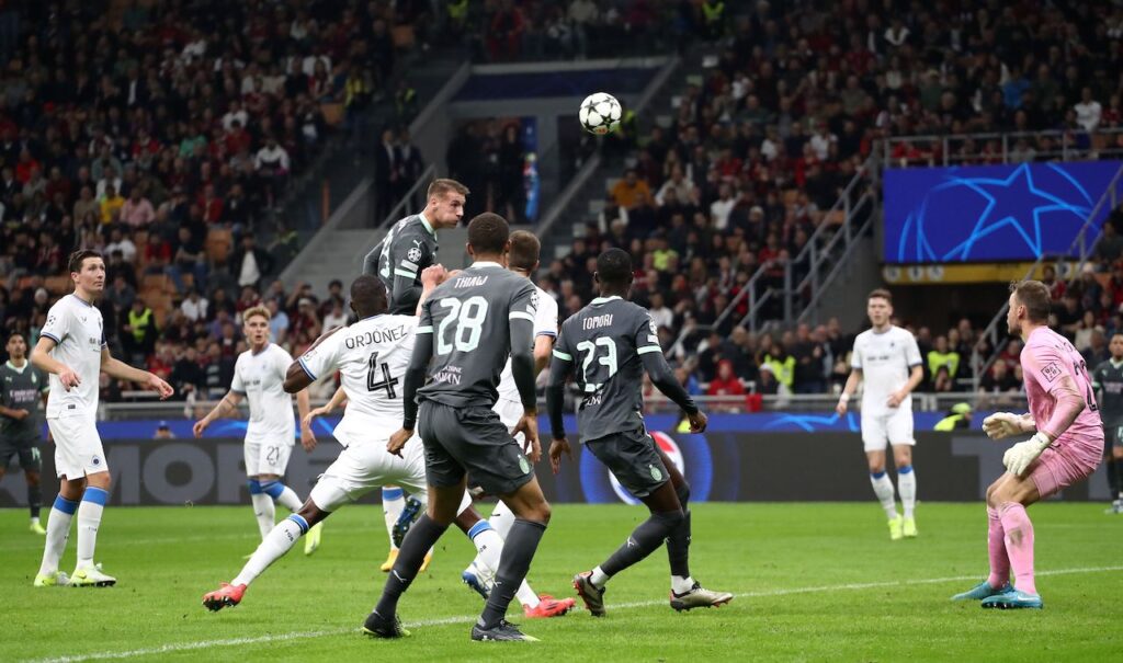 gol annullato Francesco Camarda AC Milan Milan-Bruges 3-1 Champions League 2024-2025