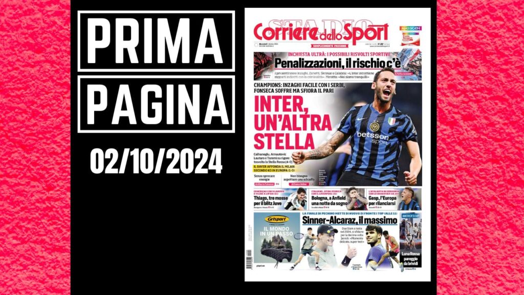 Prima Pagina Corriere dello Sport 2 ottobre
