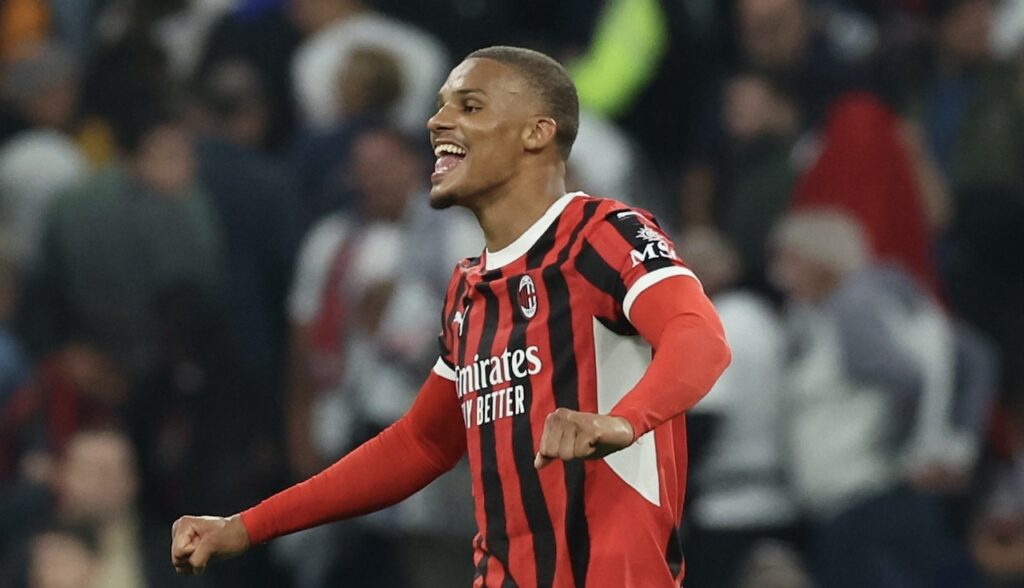 esultanza gol Malick Thiaw AC Milan Real Madrid-Milan 1-3 Champions League 2024-2025