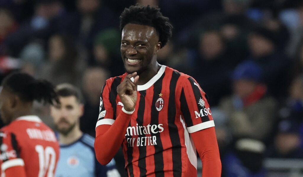 esultanza gol Tammy Abraham AC Milan Slovan Bratislava-Milan 2-3 Champions League 2024-2025