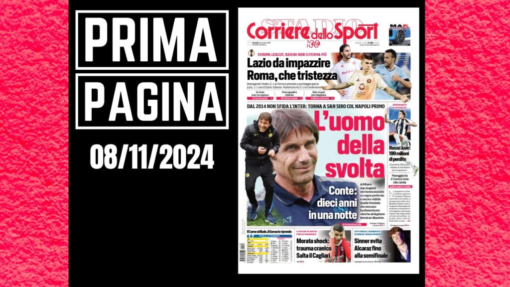 Prima Pagina Corriere dello Sport 8 novembre