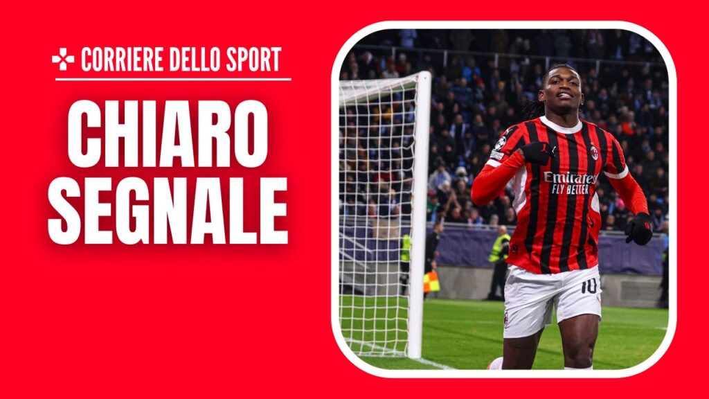 esultanza gol Rafael Leao AC Milan Slovan Bratislava-Milan 2-3 Champions League 2024-2025