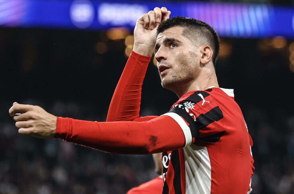 esultanza gol Álvaro Morata AC Milan Real Madrid-Milan 1-3 Champions League 2024-2025