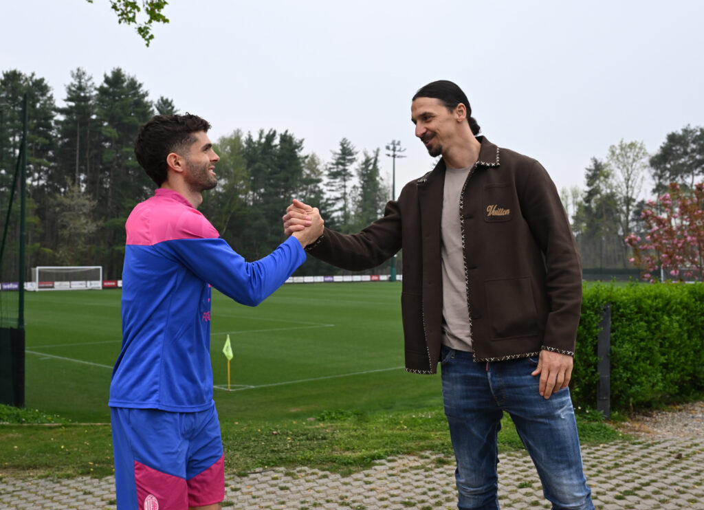 Zlatan Ibrahimovic (ex attaccante) e Christian Pulisic (attaccante Milan), (getty images)
