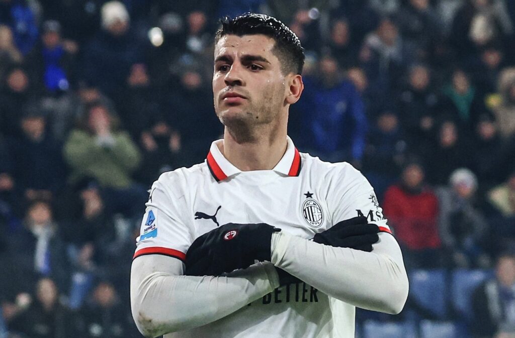 esultanza gol Álvaro Morata AC Milan Atalanta-Milan 2-1 Serie A 2024-2025