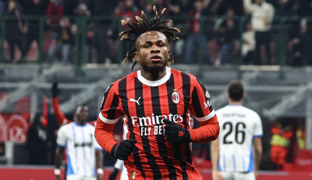 esultanza gol Samuel Chukwueze AC Milan Milan-Sassuolo 6-1 Coppa Italia 2024-2025