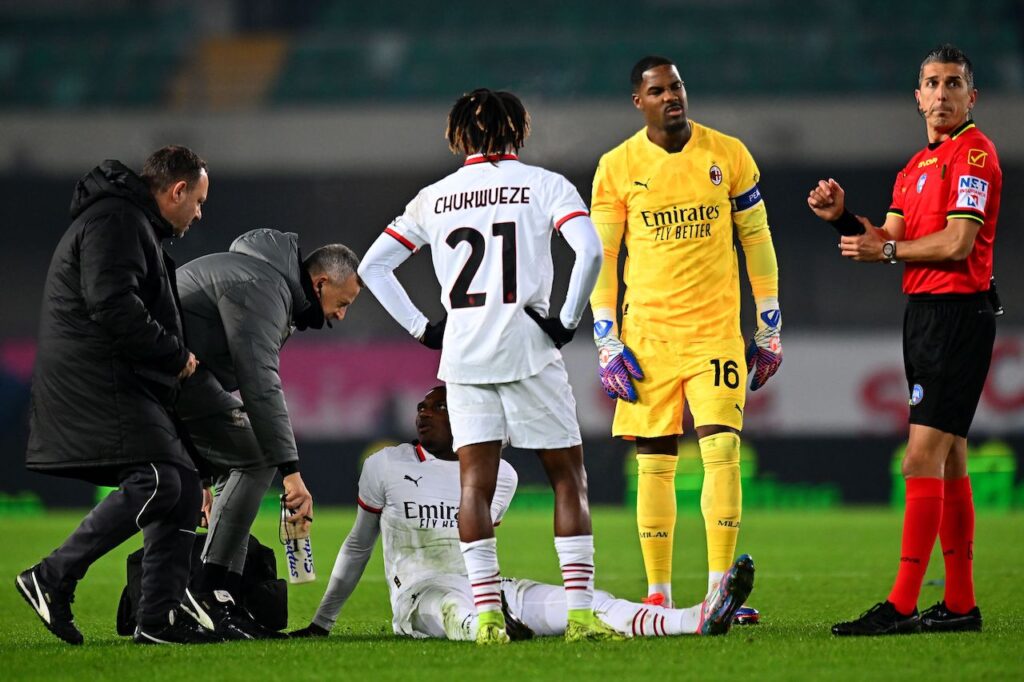 infortunio Rafael Leao AC Milan Verona-Milan 0-1 Serie A 2024-2025