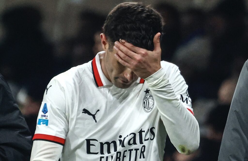 infortunio Christian Pulisic AC Milan Atalanta-Milan 2-1 Serie A 2024-2025
