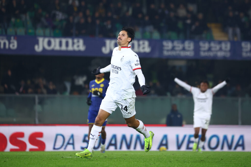 esultanza gol Tijjani Reijnders AC Milan Verona-Milan 0-1 Serie A 2024-2025