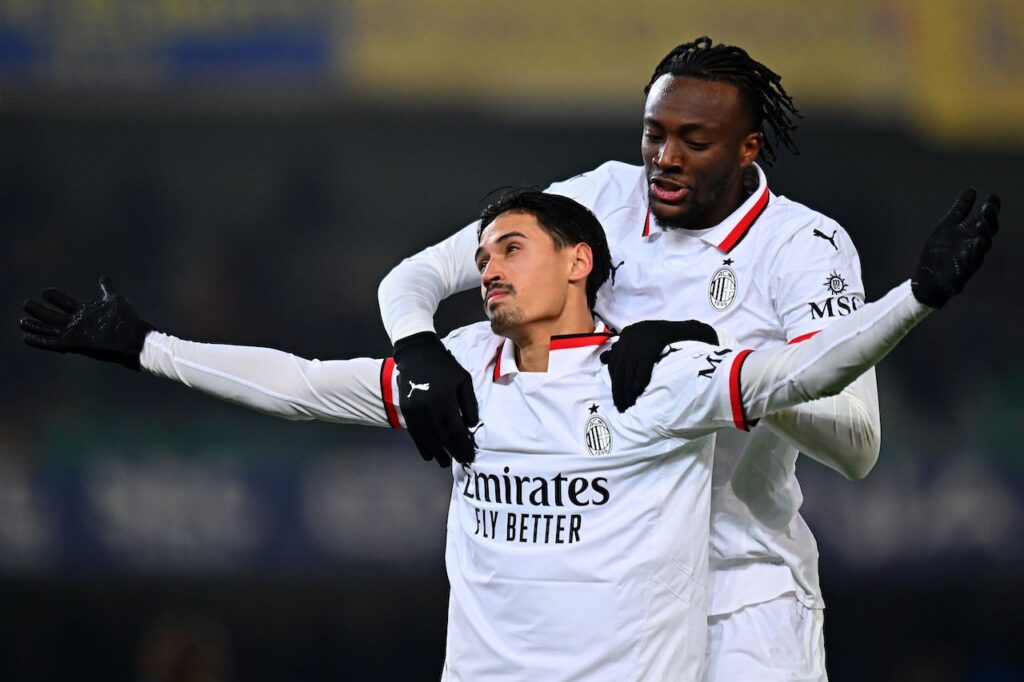 esultanza gol Tijjani Reijnders AC Milan Verona-Milan 0-1 Serie A 2024-2025