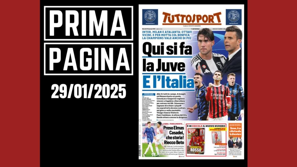 Prima pagina Tuttosport: Inter, Milan e Atalanta, ottavi vicini