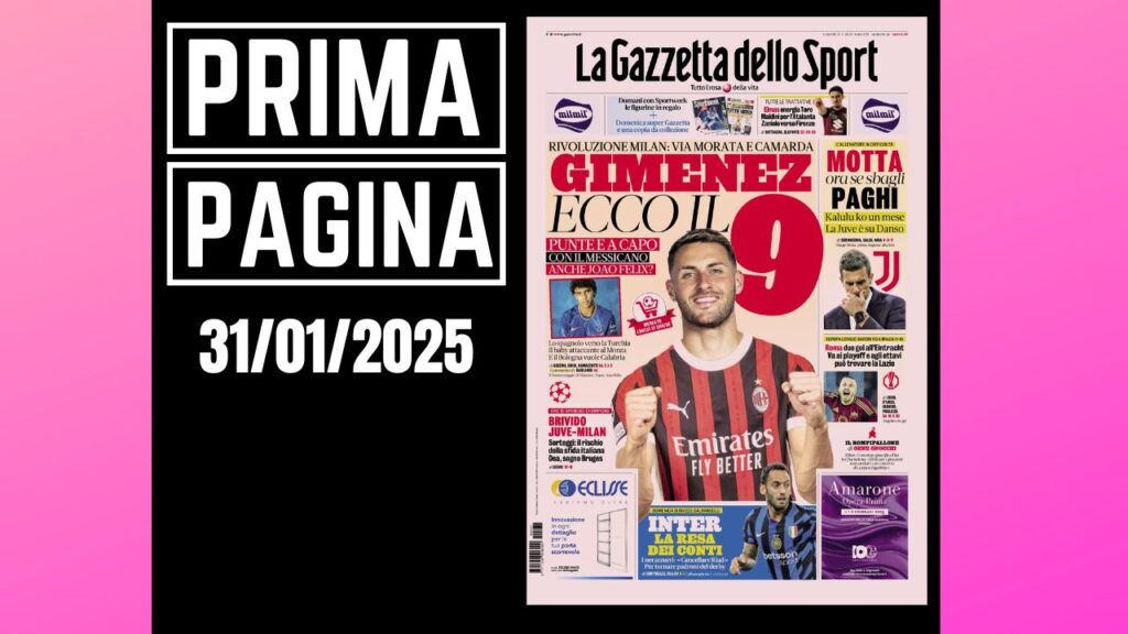 Prima Pagina Gazzetta dello Sport 31 gennaio