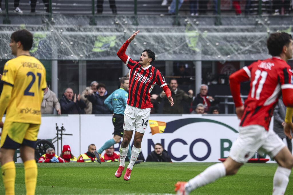 esultanza gol Tijjani Reijnders AC Milan Milan-Parma 3-2 Serie A 2024-2025