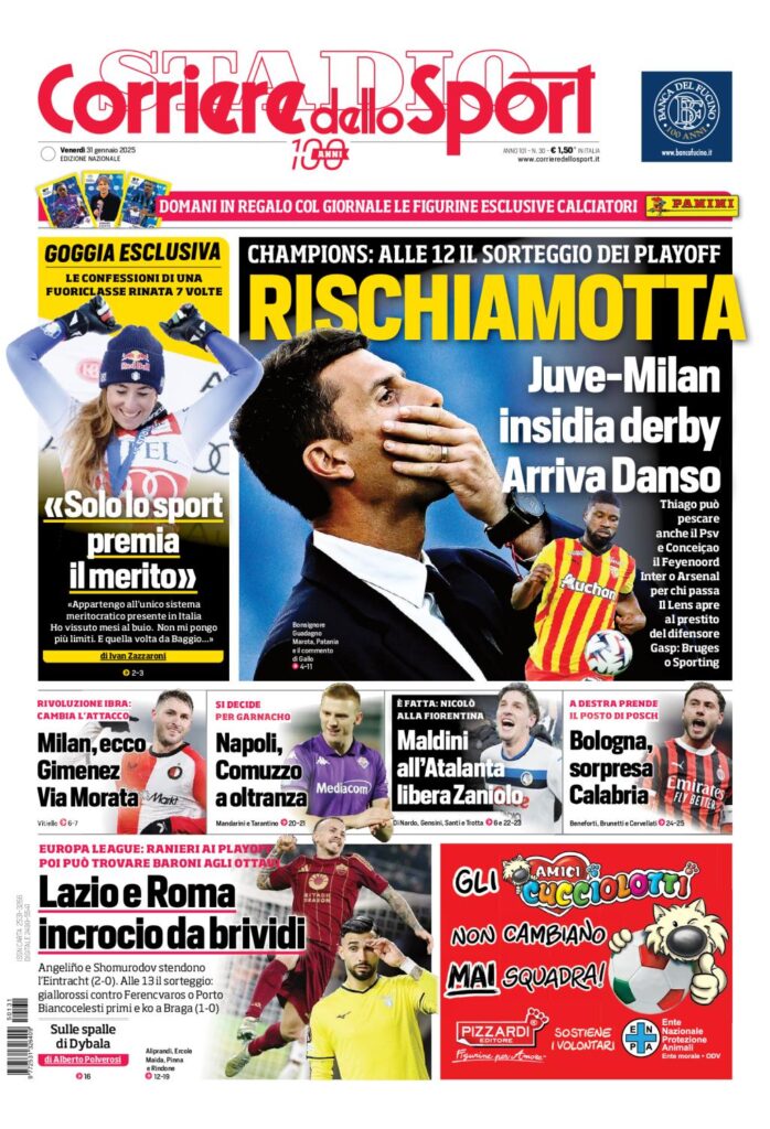 Prima Pagina Corriere dello Sport 31 gennaio